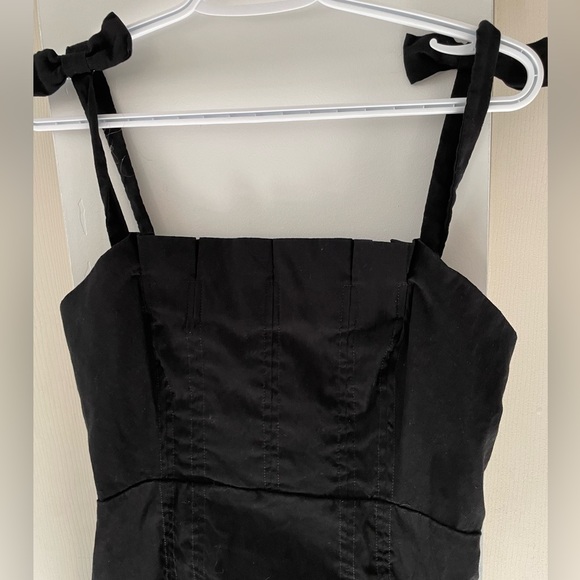 Anthropologie  Black Mini Dress with Bow Straps size medium - Picture 2 of 7